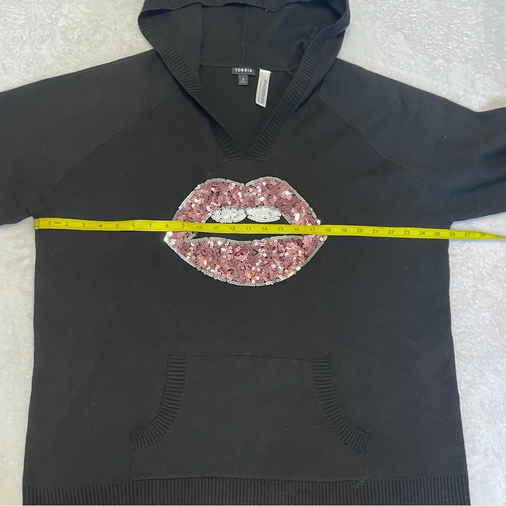 Torrid Raglan‎ Hoodie Sweater Luxe Cozy Sequin Lip Women's 2X